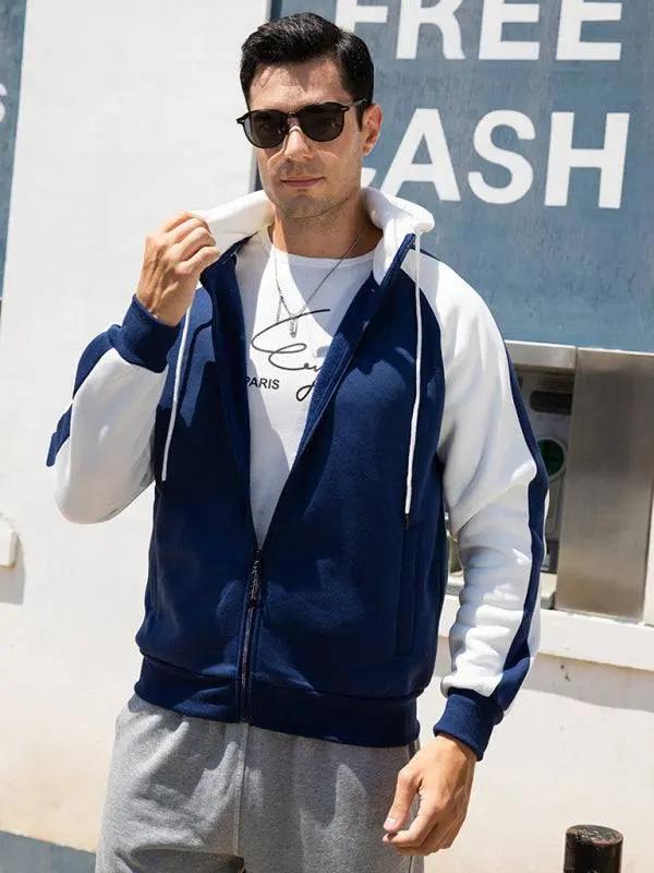 Versatile Men's Hooded Zipper Cardigan with Color Block Design - Perfect for All Seasons! - MENLL